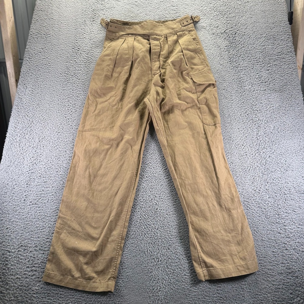 Banana Republic Women's Tan High-Rise Pleated Utility Track Pants